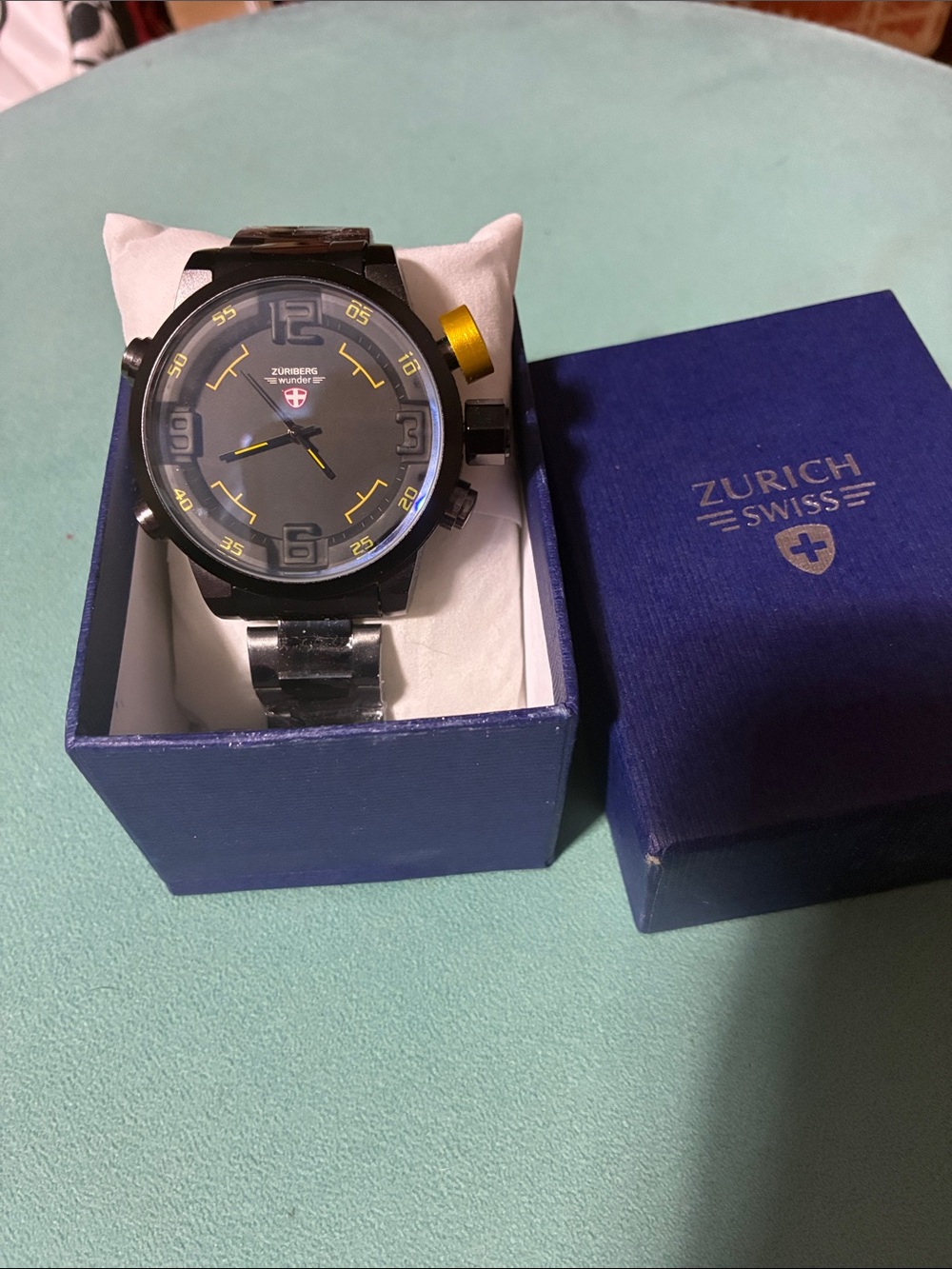 Men's Black and Yellow Sport Watch